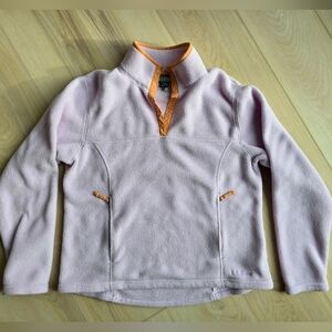 Vintage LL Bean Pink and Orange Fleece Pullover Medium